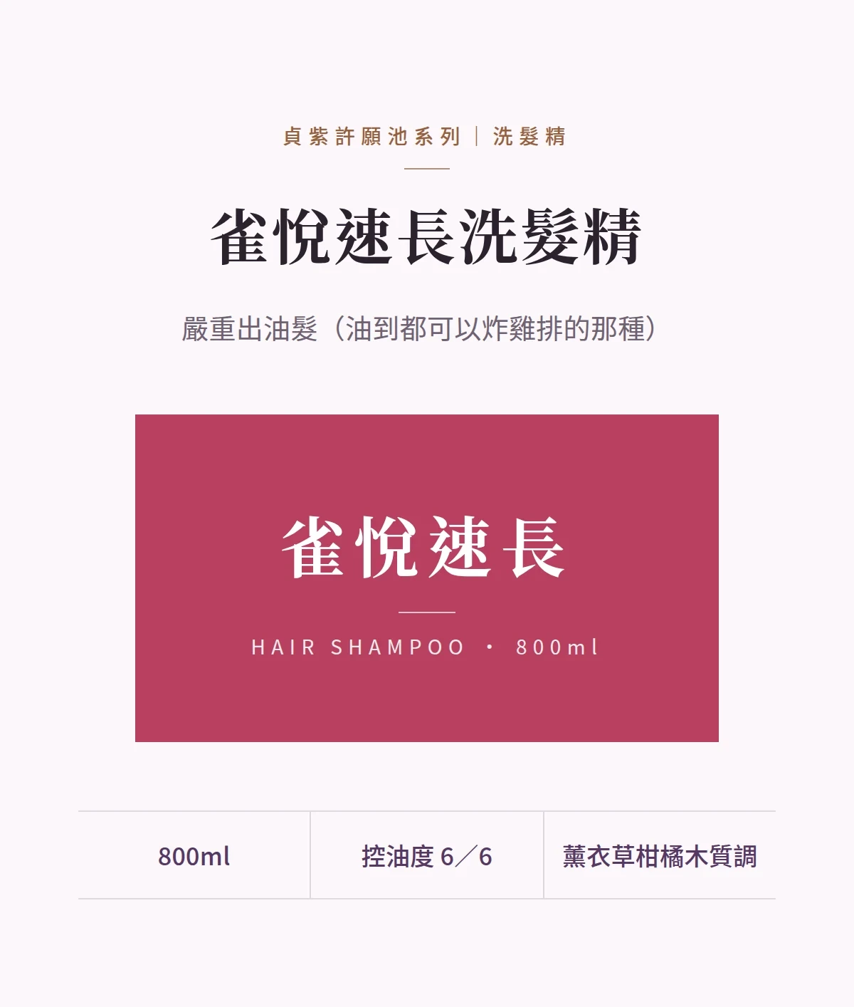 雀悅速長洗髮精 商品說明圖