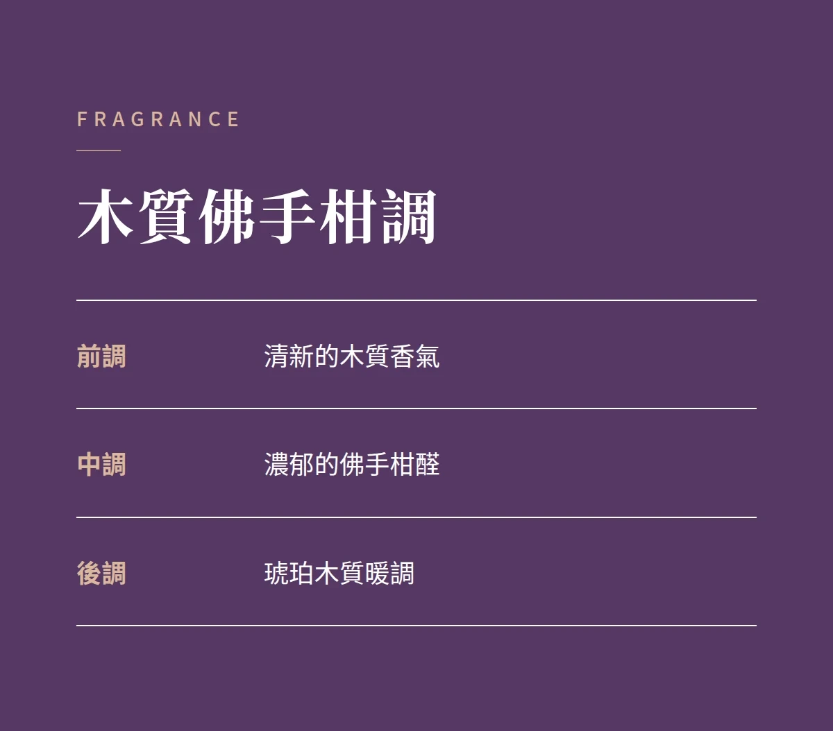 木質佛手柑調 商品說明圖